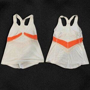 Lululemon Tank Top Horizontal Stripes Racerback Asymmetric Hem White Women's S